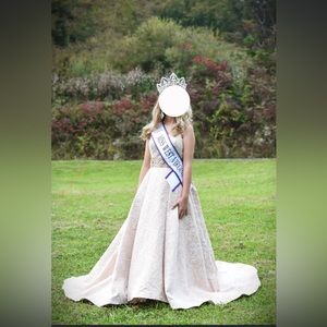 mac duggal pink/champagne pageant/prom dress size 2
